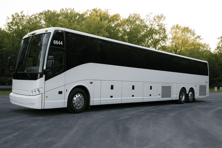 exterior of Charter Bus Rental Maple Grove coach bus
